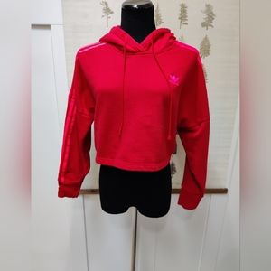 adidas Originals adicolor cropped hoodie in red - XS